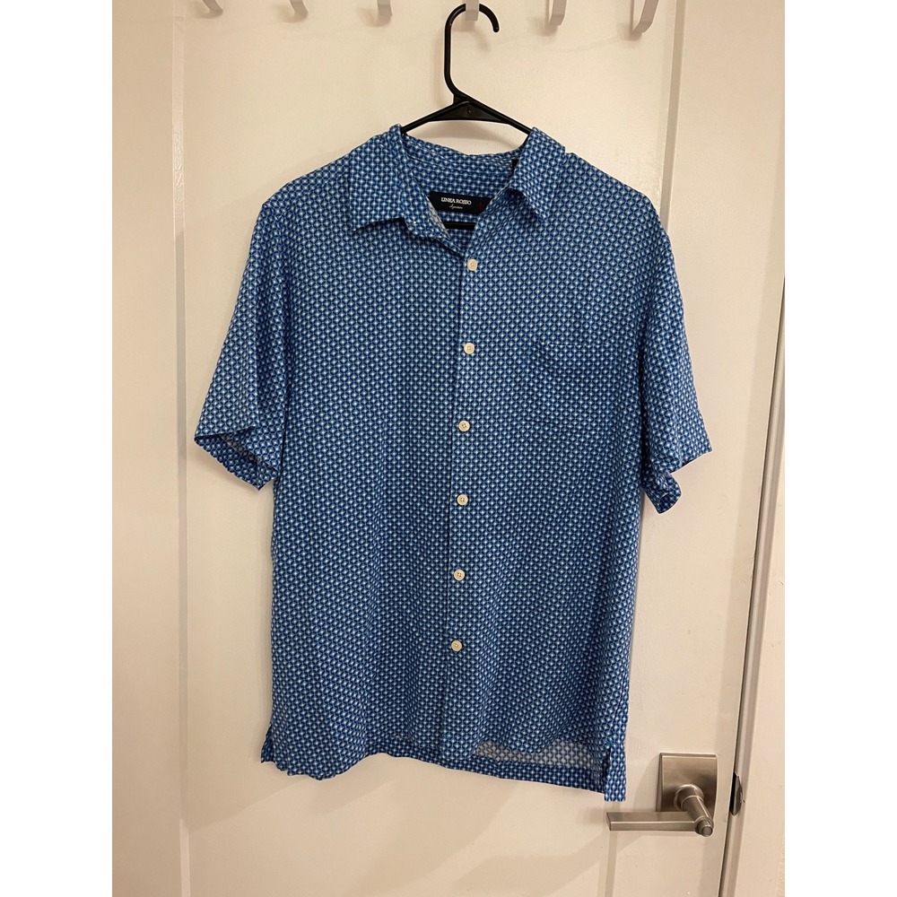 LINEA ROSSO Silk Blend Short Sleeve Blue Luxury Summer Preppy